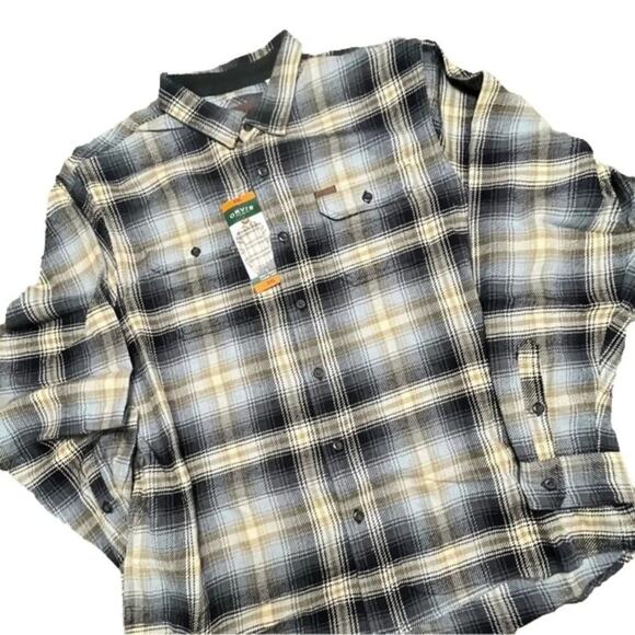 Orvis Men's Flannel Button down Shirt Side Seam Pockets Size XXL NWT - Picture 1 of 5